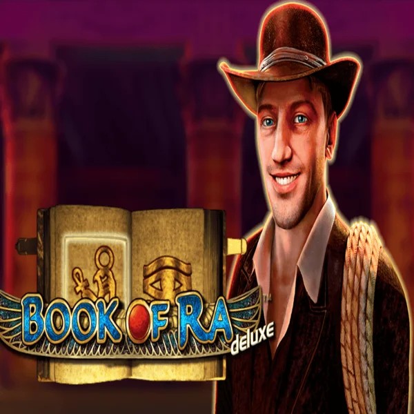 Book of Ra Deluxe casino game by Novomatic – featured logo at Spinnaus Casino
